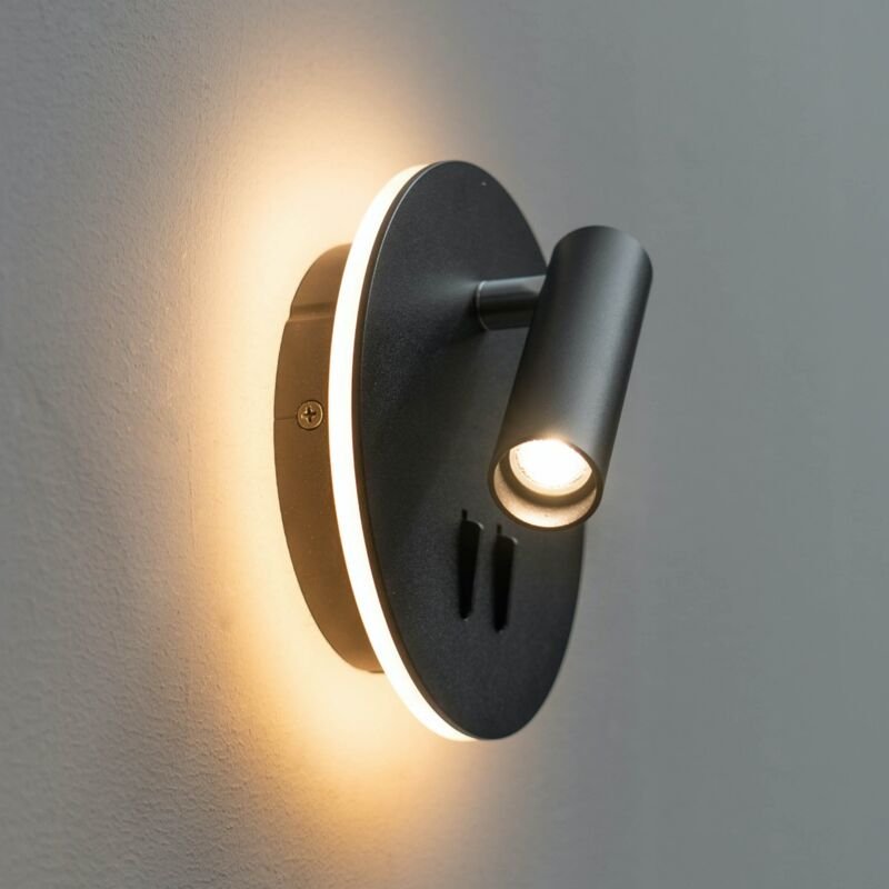 Kosilum - Trendige Doppel led Leseleuchte und Schalter - schwarz - Bilbao