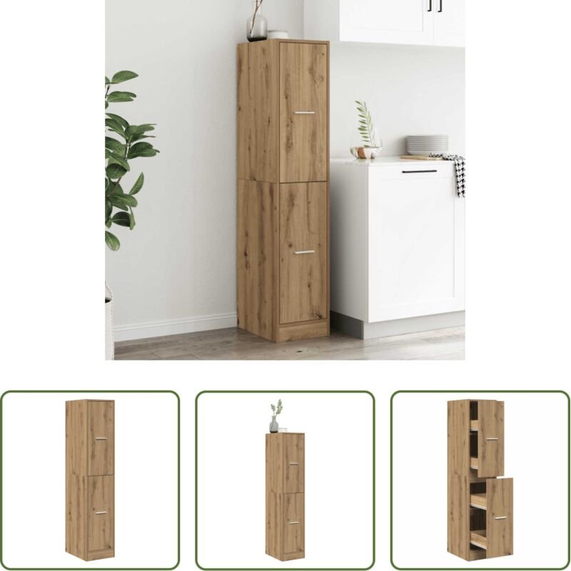 vidaXL Schubladenregal - Apothekerschrank Artisian Oak 30x41x144,5 cm Holzwerkstoff