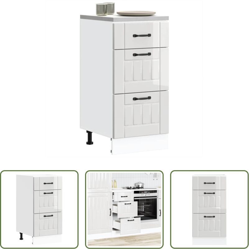 vidaXL Hochglanzweiß - Küchenunterschrank „Lucca“ Hochglanz-Weiß Holzwerkstoff