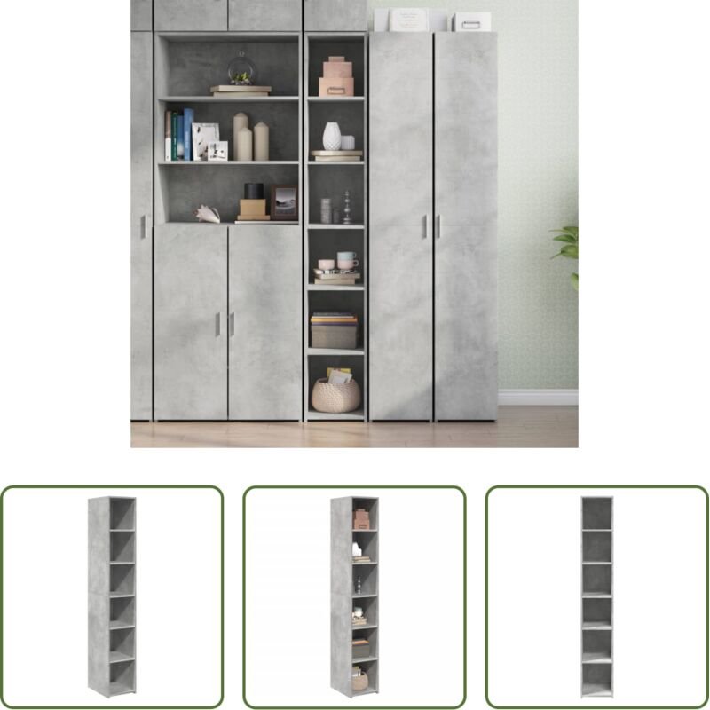 vidaXL Hochbeistellschrank - Highboard Betongrau 30x41x185 cm Holzwerkstoff