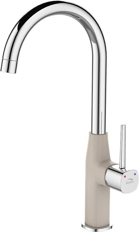 POLA Küchenarmatur, Chrom, Beige, U-förmig, beweglicher Auslauf, Keramikkopf