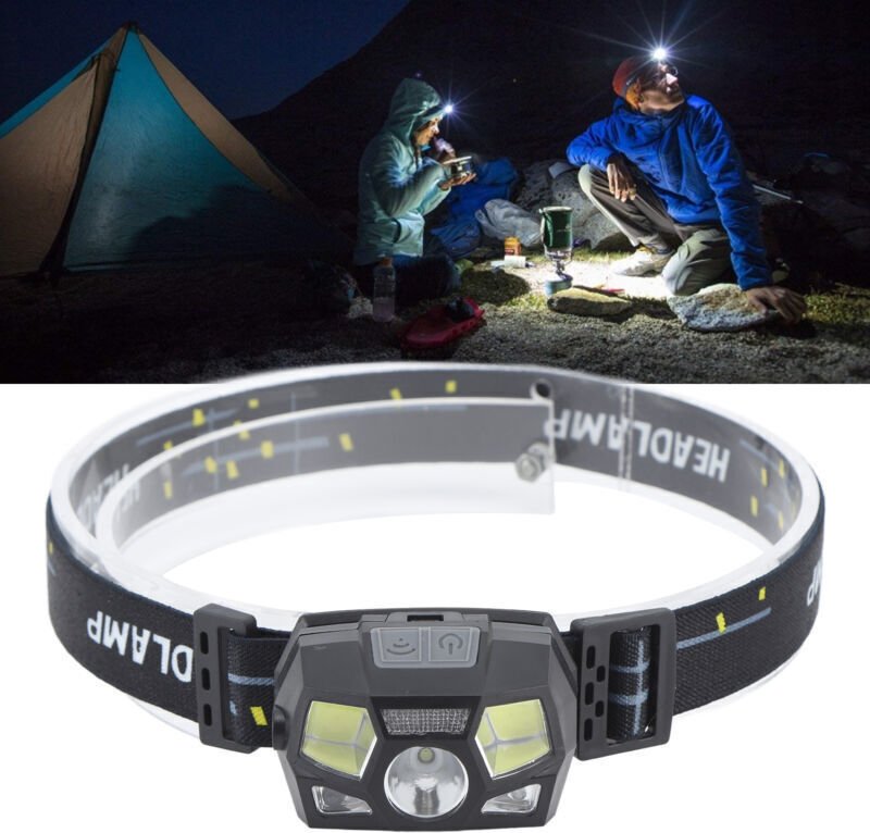 Stirnlampe mit Bewegungssensor, wiederaufladbare, wasserdichte Stirnlampe für Outdoor-Aktivitäten wie Camping, Angeln un...