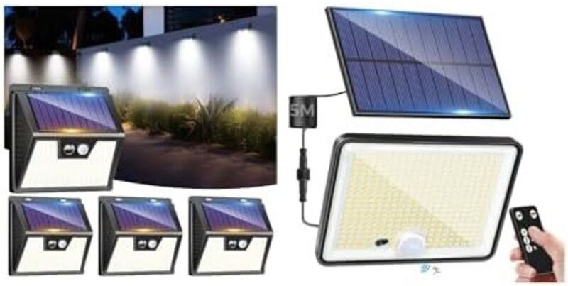 LOTMOS Solar-Außenleuchte mit Bewegungsmelder + 176 LEDs