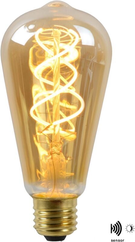 Lucide ST64 TWILIGHT SENSOR - Glühfadenlampe - Ø 6,4 cm - LED - E27 - 1x4W 2200K - Tag/Nacht-Sensor - Amber
