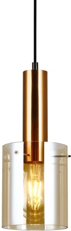 Sardo - Moderne hängende Anhänger Messing 1 Licht mit Bernsteinschirm, E27 - Italux