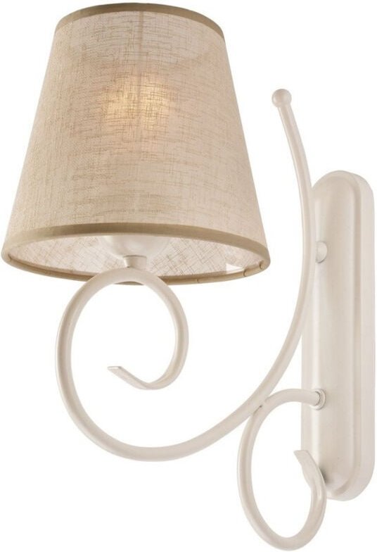 Lamkur Lighting - Lamkur Lorenzo Wandleuchte mit Stoffschirm weiß, 1x E27