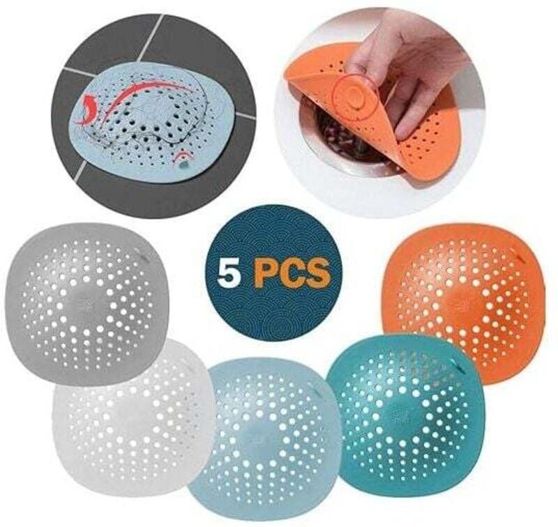 Abflussschutz aus Silikon, 5 Stück Silikon-Spülbeckenfilter, Duschhaarfilter, Duschablauffilter für Duschabfluss, zum Au...