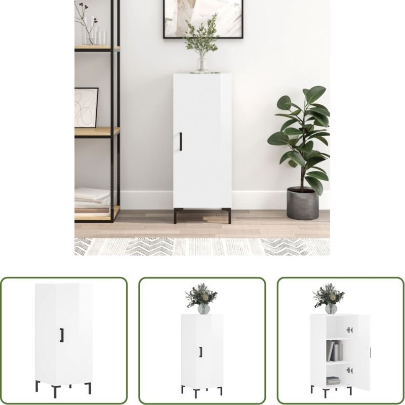 Holzwerkstoff - Sideboard Hochglanz-Weiß 34,5x34x90 cm Holzwerkstoff