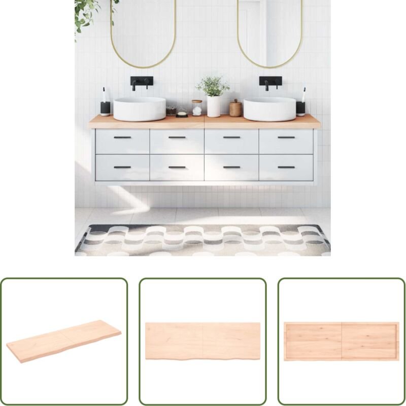 Eichenholz Waschtischplatte - Waschtischplatte 180x60x(2-6) cm Massivholz Unbehandelt