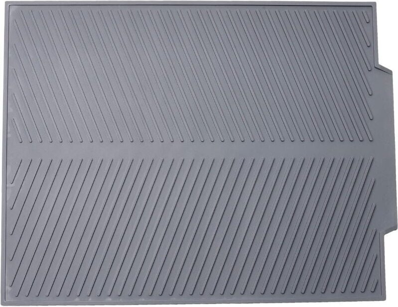 Große Abtropfmatte aus Silikon, dicke, schnelltrocknende Spülbeckenmatte, 43 x 34 x 0,5 cm, Grau - KZQ