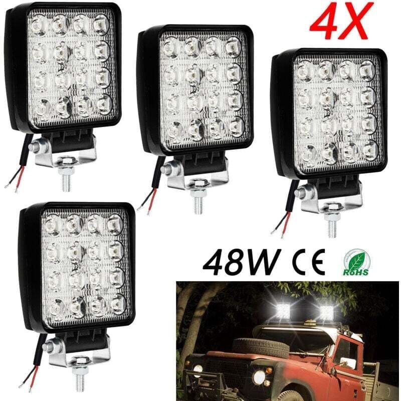 ALOVZE 4 x 48 W quadratisches LED-Arbeitslicht, DC 12 V-24 V, für Quad-LKW, Boot, Traktor, Offroad, wasserdicht, IP67