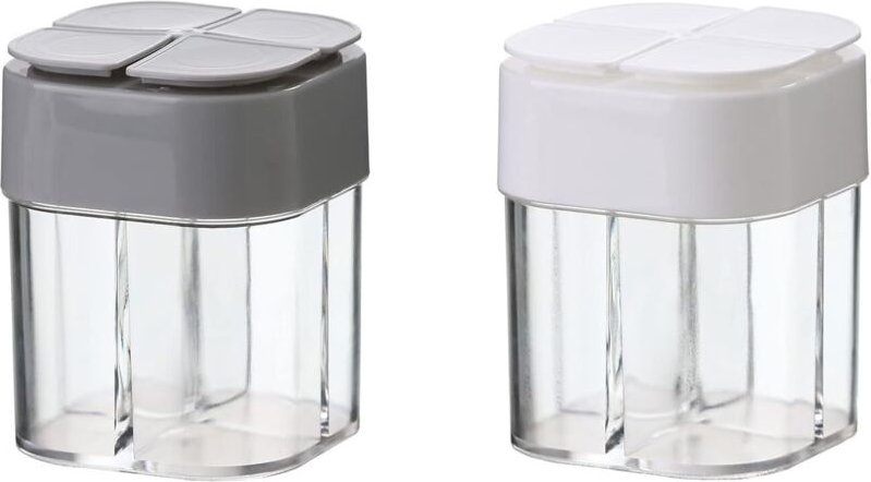 Lntyq Küchengewürzbox, transparenter Gewürzbehälter, 4-in-1-Gewürzglas, Gewürzstreuer, Gewürzflasche, Küchengewürzbox, G...