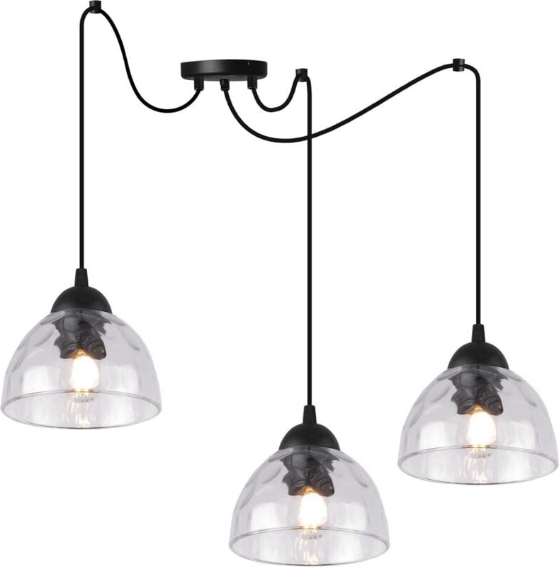 Venice Spider Hängelampe 3 Flache, Klar Lampenschirme E27