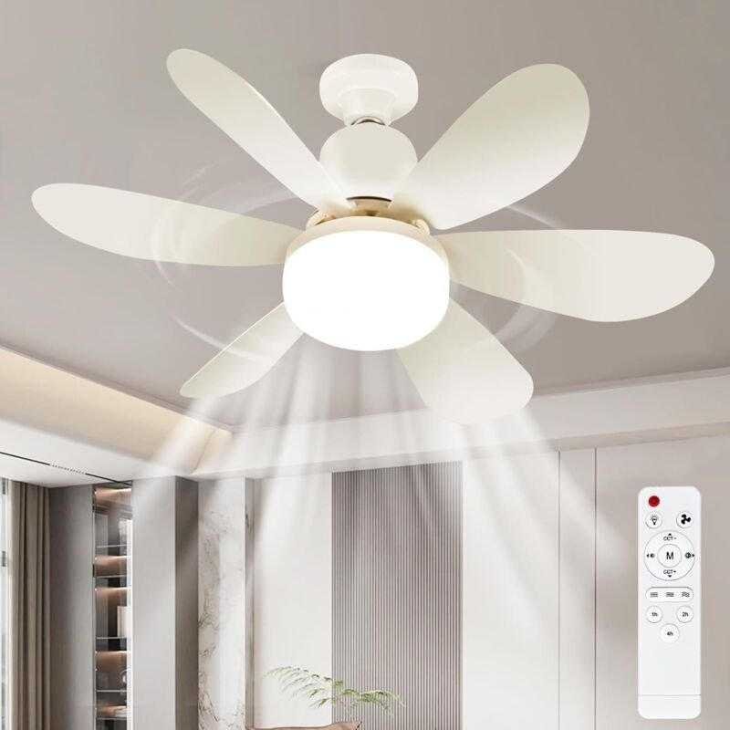 Deckenventilator mit Licht, Deckenventilator mit Licht, Deckenventilator mit Fernbedienung und Licht, leise, 3 Geschwind...