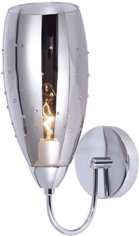 Italux - Grace - Moderne Wandleuchte Chrom 1 Leuchte mit dunklem Glasschirm, E14