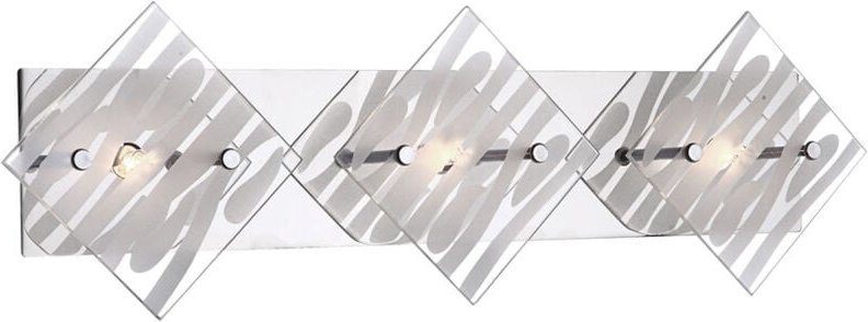 Wandlampe Chrom Wandspot Glas klar Strahler, weiß Dekorlinien, 3-flammig, 3x G9, h 7,8 cm