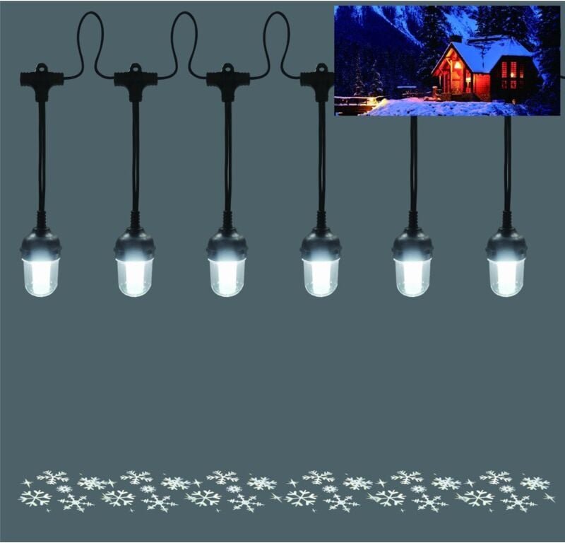 Thumbnail - LED-Lichterkette Projektor Schneeflocke Außen 2,5 m kaltweiß mit Timer Lichterkette - Trendline