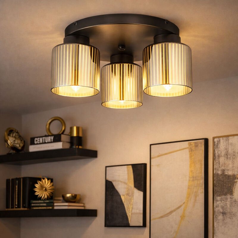 LED Deckenleuchte 3 flammig Wohnzimmerlampe Glas verchromt Deckenlampe Schlafzimmerlampe, 3x 9W 3x 810lm warmweiß, DxH 3...