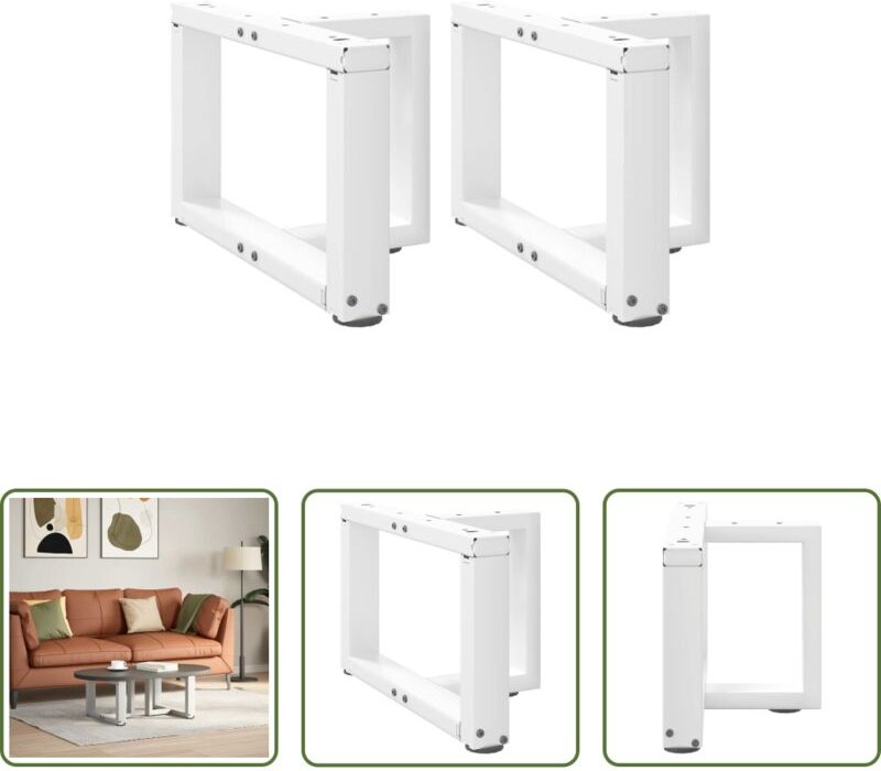 Tischbein - Couchtischbeine T-Form 2 Stk. Weiß 40x25x(30-31) cm Stahl