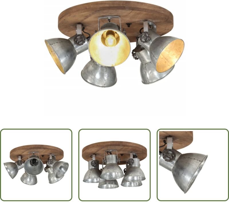 vidaXL Industriestil - Deckenleuchte 25 W Vintage-Silbern 50x50x25 cm E27