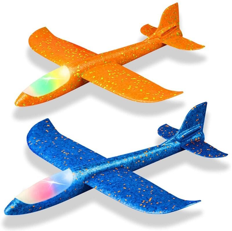 2 Pack LED Licht Flugzeug 48CM GroßEs Werfen Schaum Flugzeug Draussen Sport Hinterhof Geburtstag Feier Kinder Optimale G...