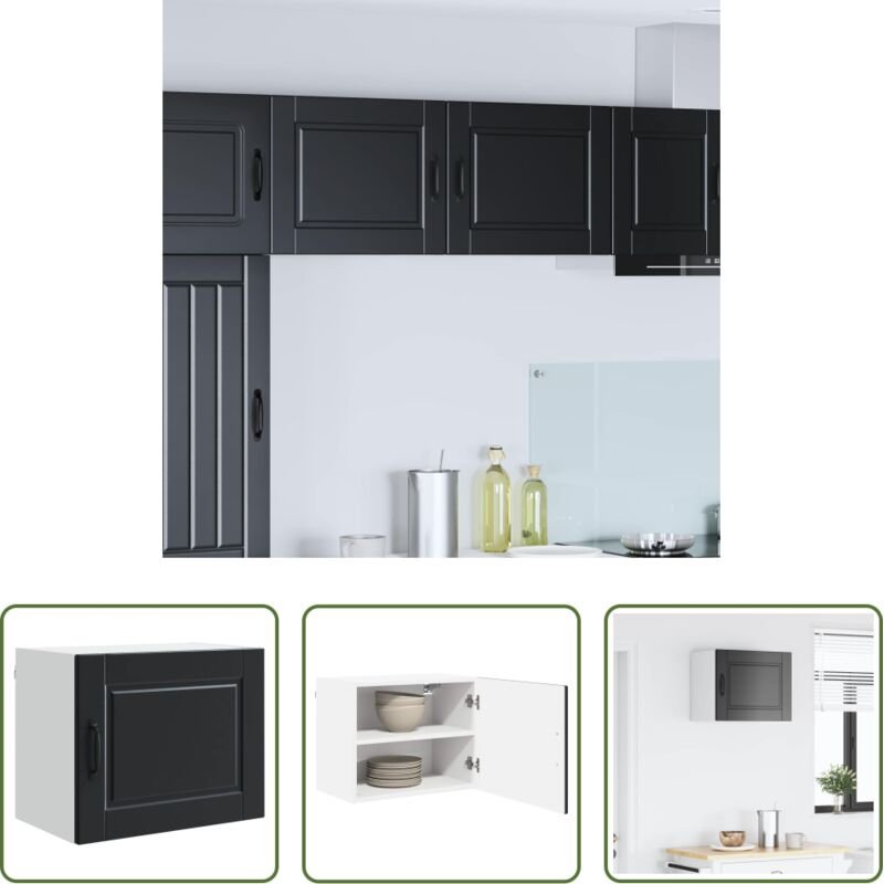 vidaXL Wandregal - Küchenschrank mit Regal Schwarz 50 x 31 x 40 cm Holzwerkstoff