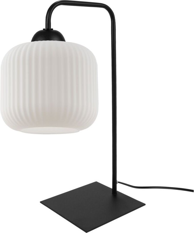 Riffle Tischlampe Schwarz 1 Flache Weisse Zylinderlampe E27