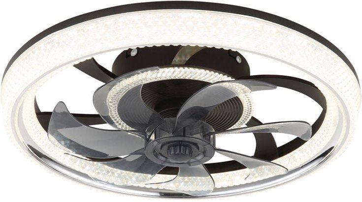 Deckenventilator mit Fernbedienung LED Deckenlampe dimmbar Kristall Deckenleuchte, Vor Rücklauf, 6 Stufen, 30W 2700lm wa...