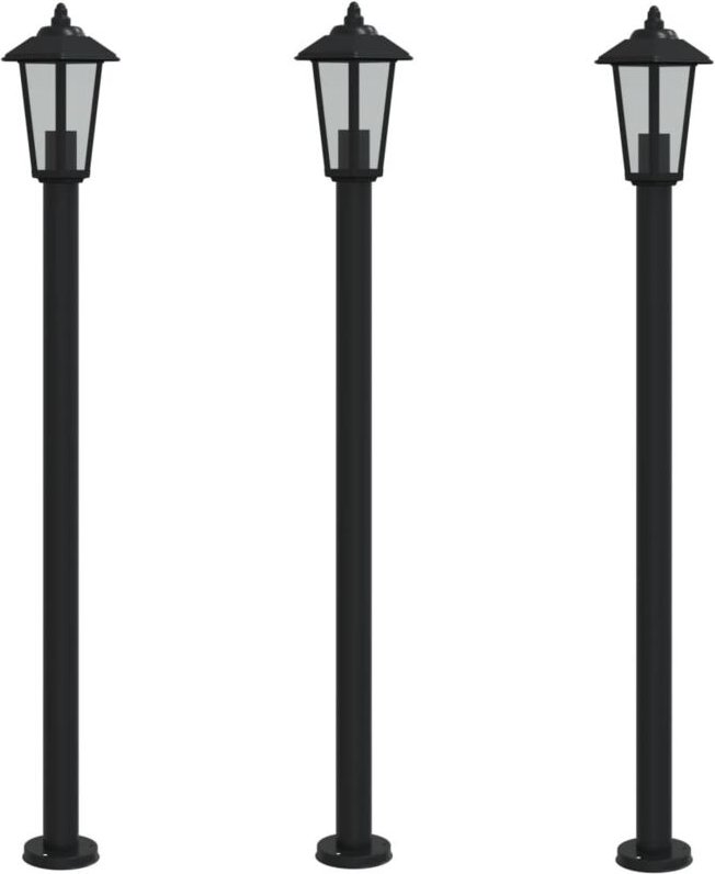 Wegeleuchten 3 Stk. Schwarz 120 cm Edelstahl Vidaxl