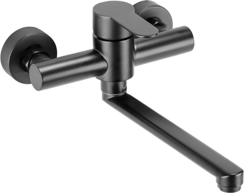 Wandmontierte Küchenarmatur, Edelstahl-Wandmischbatterie, 360° schwenkbar für Küchenspülen, einstellbare Warm- und Kaltw...