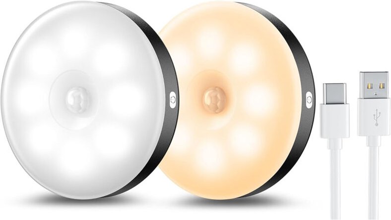 Magnetische Nachtlichter mit Bewegungsmelder - EINNENFFER - USB-aufladbar, weiches und angenehmes Licht, einfache Instal...
