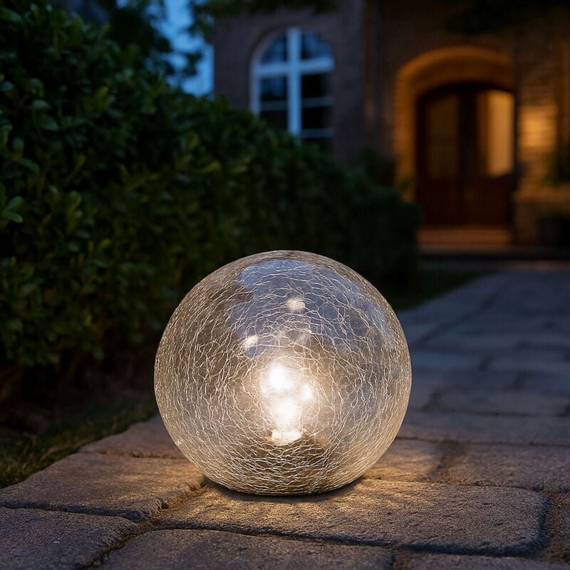 Solarleuchte Außenlampe Kugelleuchte, led Gartenlampe, integrierte Lichterkette, Terrassenleuchte, 10-flammig, Crackle G...