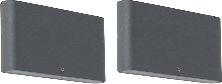 Thumbnail - 2er Set Außenwandlampen dunkelgrau 17,5 cm inkl. led - Batt