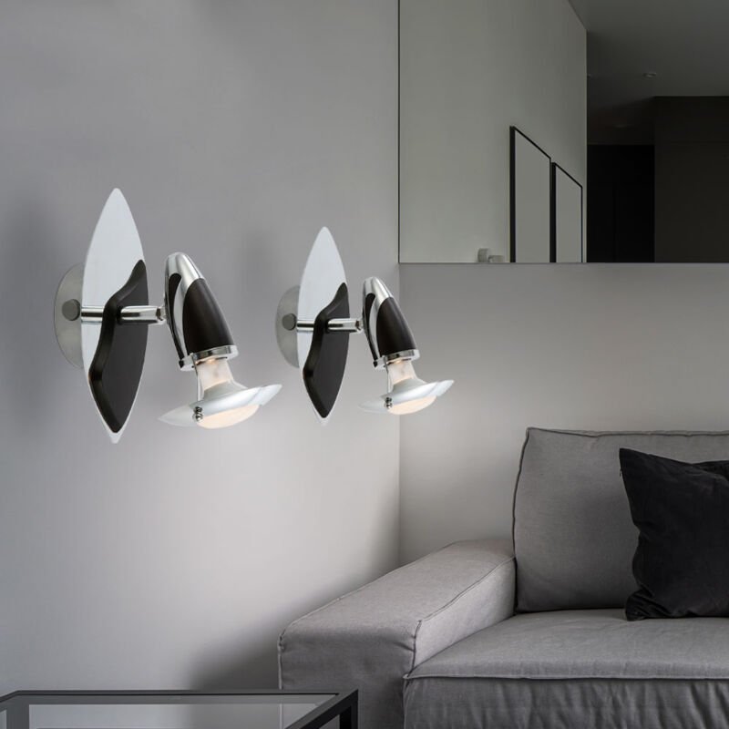 Spotleuchte Wandlampe Leuchte Flurleuchte Leselampe Wohnzimmer, Stahl Eisen silber schwarz, 1x E14 Fassung, HxB 20x17 cm...
