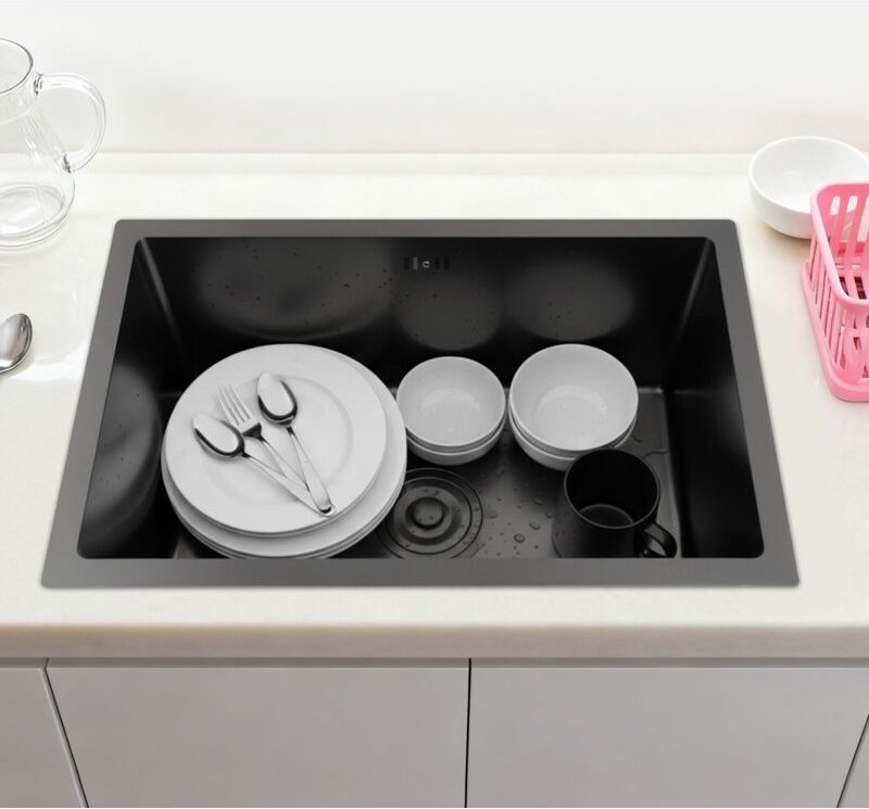 Küchenspüle mit Ablaufgarnitur Multifunktionale Edelstahlspüle 60x40cm