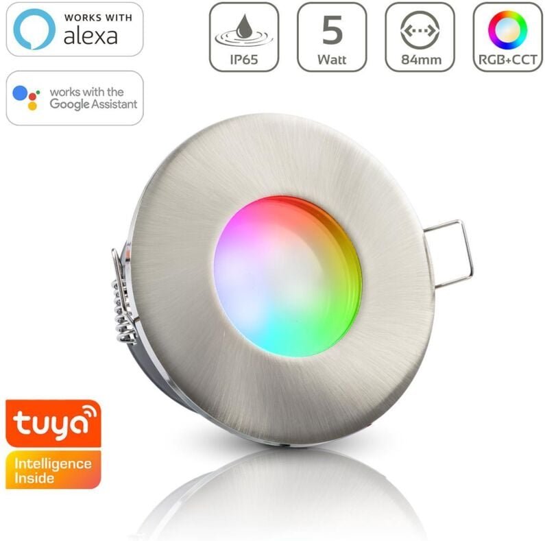 Einbauspot IP65 rund - Farbe: Edelstahl - LED Leuchtmittel: GU10 5W RGB+CCT Smart