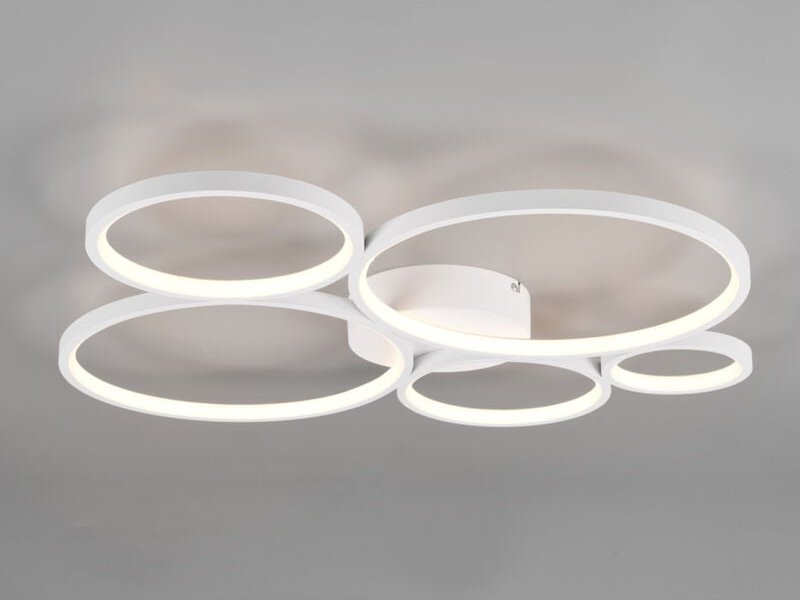 Trio Lighting - Flache led Ringleuchte Deckenlampe rondo dimmbar aus Metall in Weiß, b: 59cm