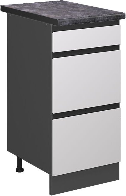 Vicco - Küchenunterschrank R-Line, Weiß, 40 cm mit Schubladen, ap Anthrazit