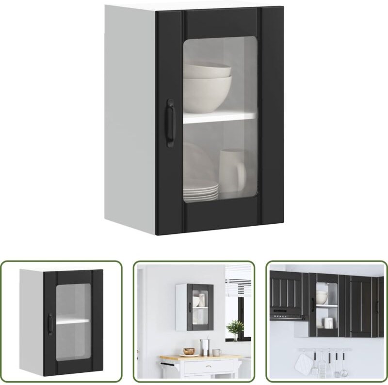 vidaXL Wandregal - Küchen-Hängeschrank mit Glastür Lucca Schwarz