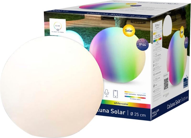 Muller Licht - tint Müller-Licht Solar LED-Gartenleuchte Calluna, ø 25 cm, rgb+w