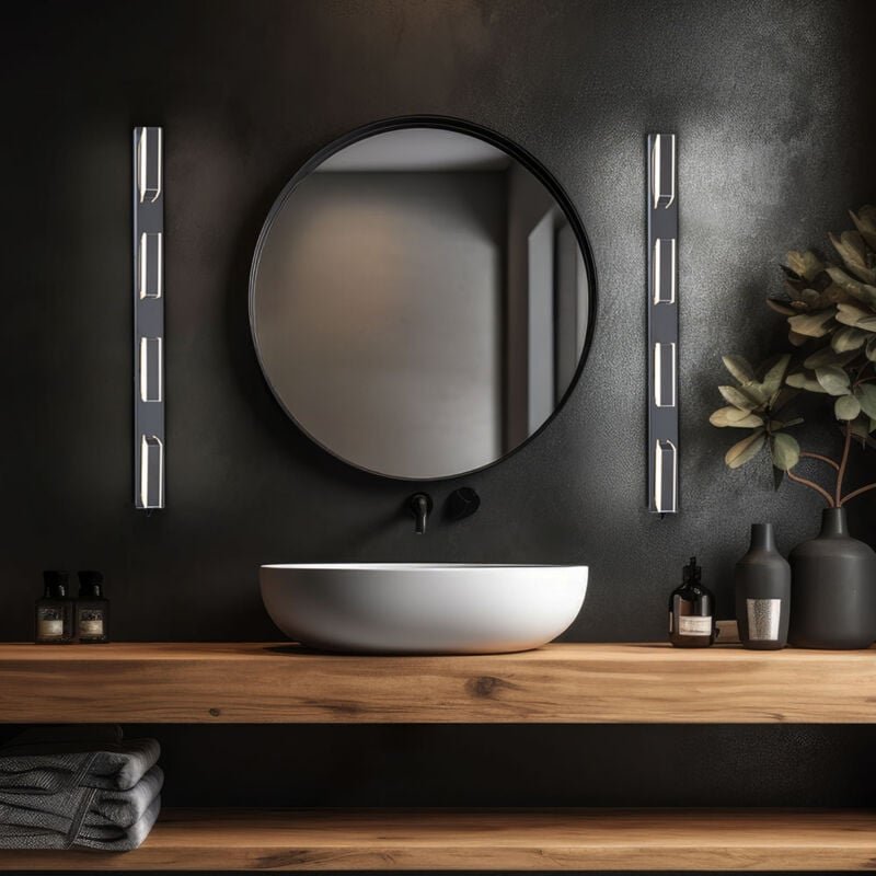 Wandleuchte Wandlampe Flurlampe Wohnzimmerlampe silber Schlafzimmer, Metall Acryl, 1x led 3000K, LxH 68x5 cm, 2er Set