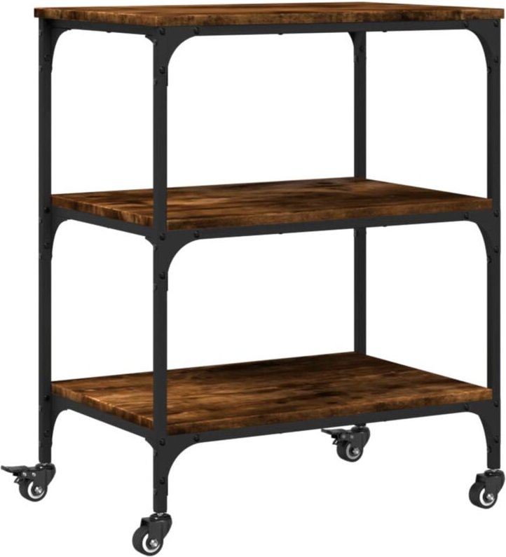 Küchenwagen Räuchereiche 60x41x76 cm Holzwerkstoff Vidaxl