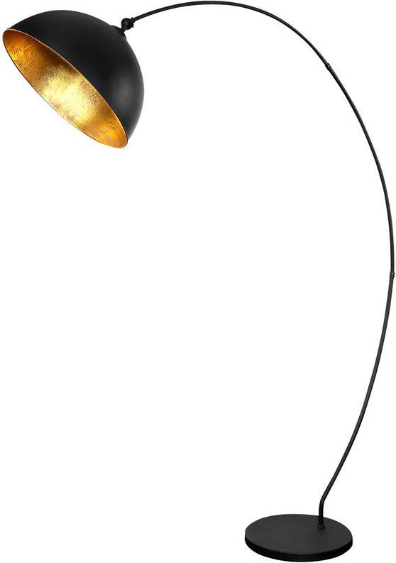 Thumbnail - Bogen Steh Leuchte schwarz matt Blatt Gold Design Wohn Zimmer Stand Lampe verstellbar Globo 58486