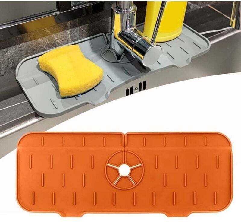 Jeffergarden Küchenarmatur-Spritzschutz, Silikon-Wasserauffangmatte, Abflussmatte hinter der Armatur für Küche und Bad