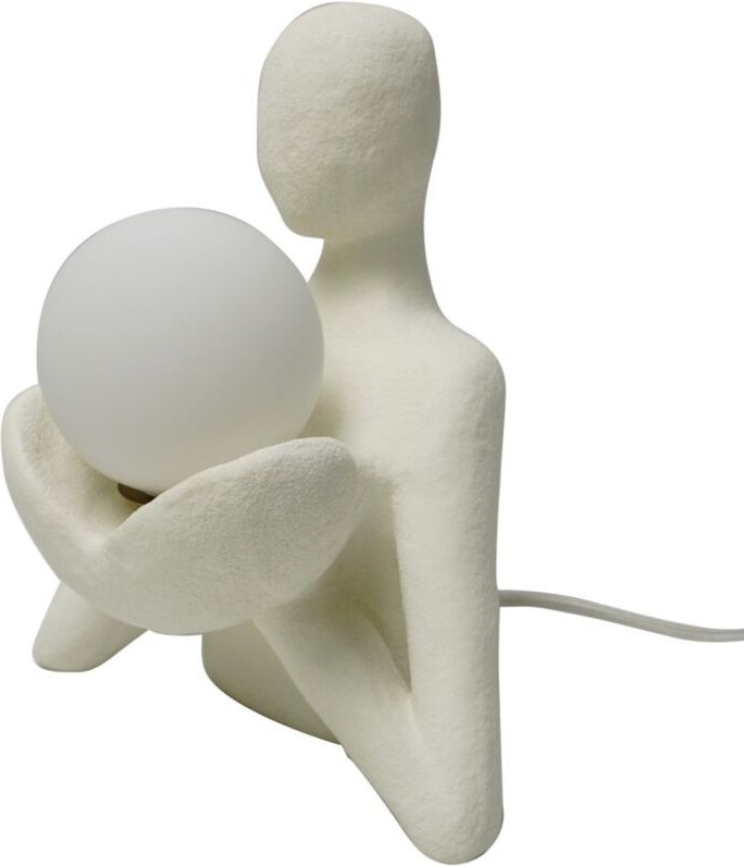 Weiße böhmische Tischlampe mit menschlicher Figur