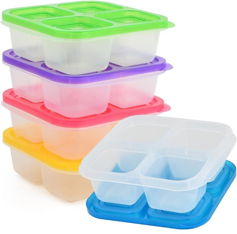 5er-Pack Lunchbox mit 4 Fächern, Lunchbox für Kinder und Erwachsene, Kinder-Mahlzeitentablett mit Fächern, wiederverwend...