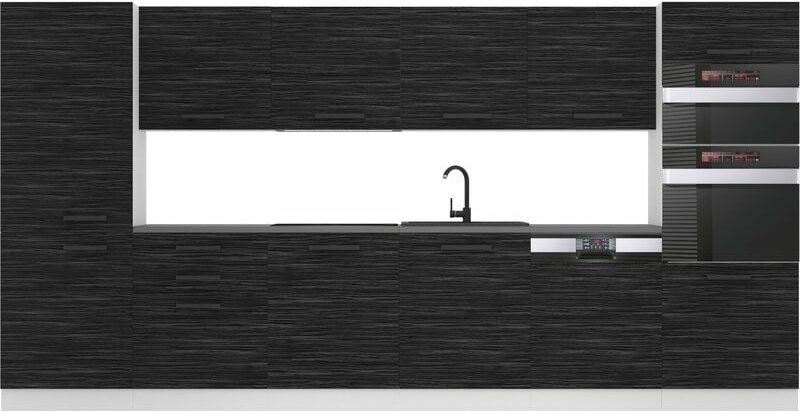Küchenzeile Küchenblock Naomi - Küchenmöbel 360 cm Einbauküche Vollausstattung ohne Elektrogeräten mit Hängeschränke und...