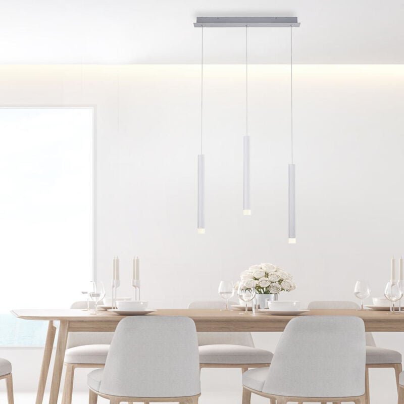 Pendellampe Hängeleuchte Esszimmerlampe Wohnzimmerleuchte Deckenlampe, Aluminium Silber, 1x led 18W 1000Lm 3000K warmwei...