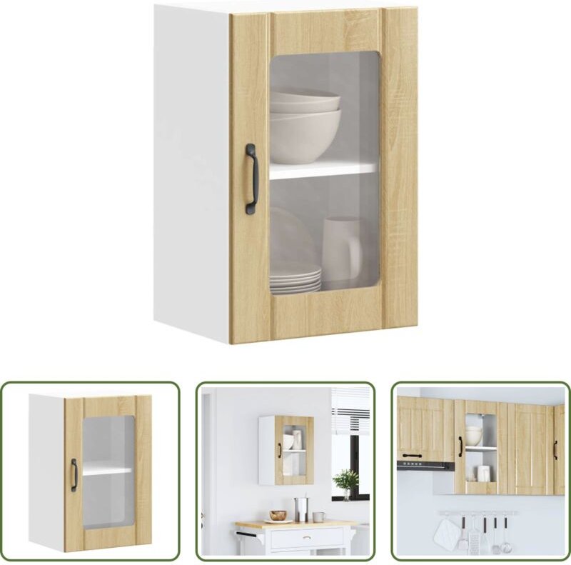 vidaXL Wandregal - Küchen-Hängeschrank mit Glastür Lucca Sonoma-Eiche