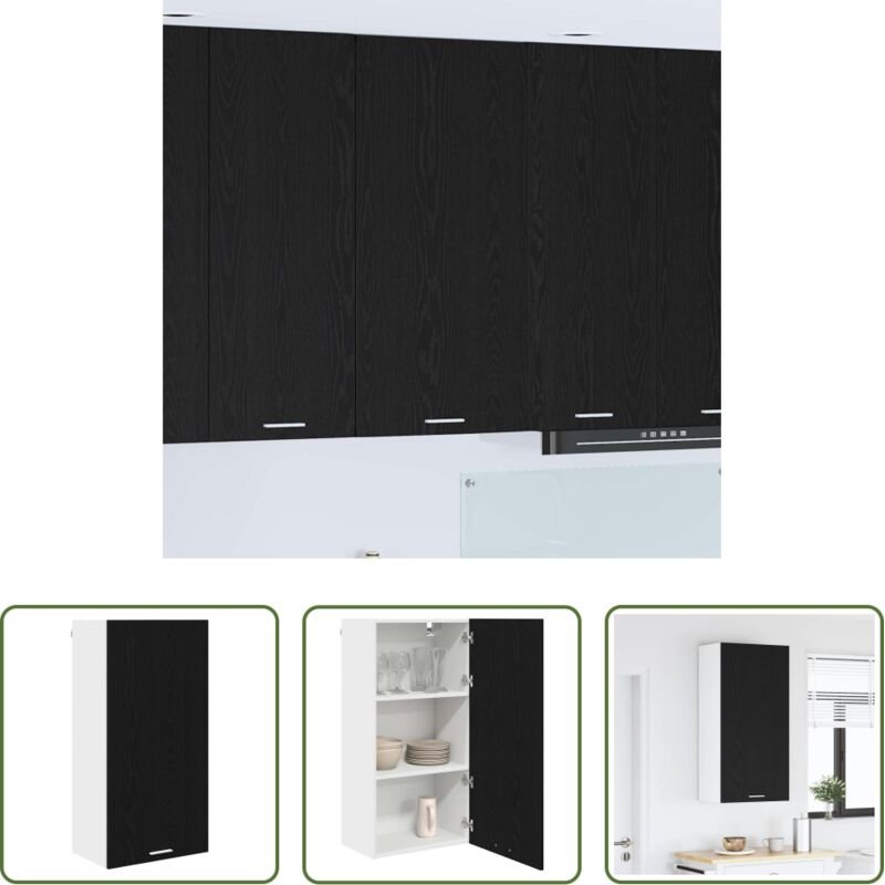 vidaXL Hängeschrank - Hängeschrank mit Tür Schwarze Eiche und Weiß 50 x 31 x 100 cm